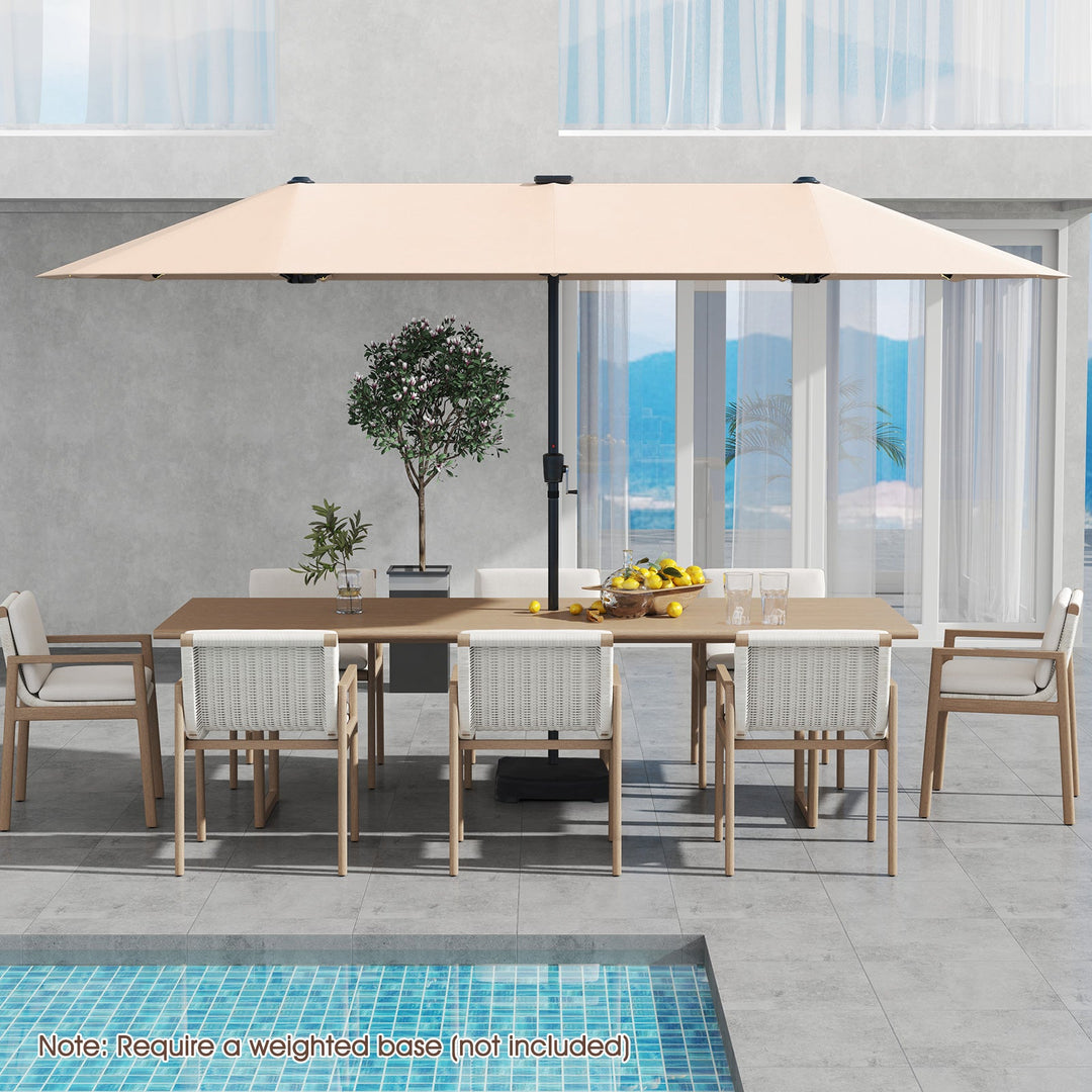 13 FT Double-Sided Patio Umbrella with Solar LED Lights