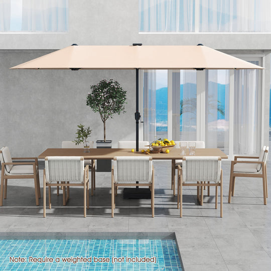 13 FT Double-Sided Patio Umbrella with Solar LED Lights