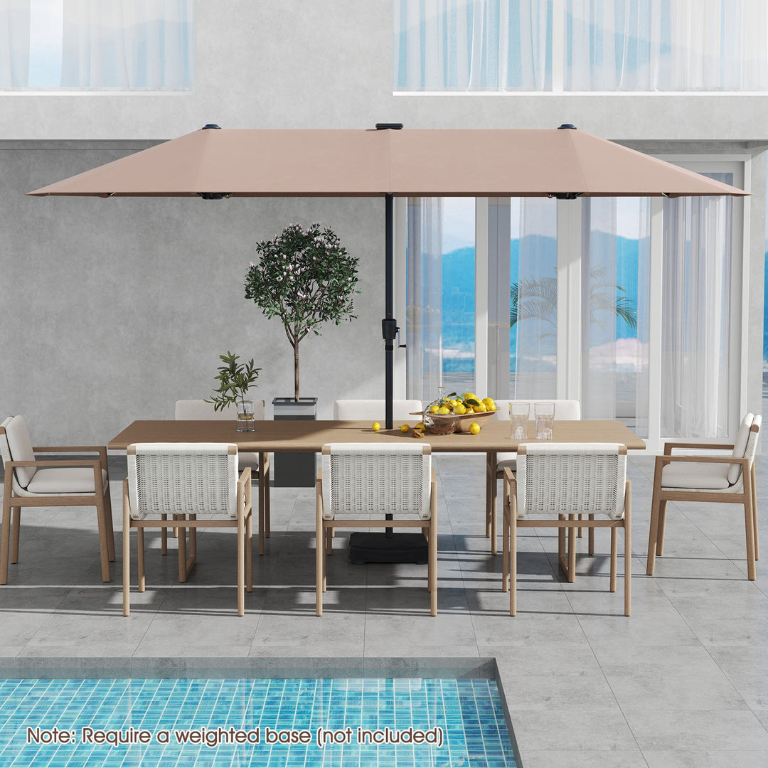 13 FT Double-Sided Patio Umbrella with Solar LED Lights