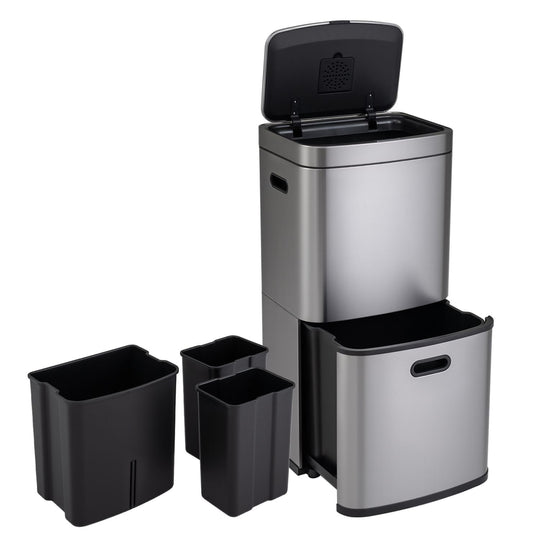 13 Gal Kitchen Trash Can with 3 Removable Bins