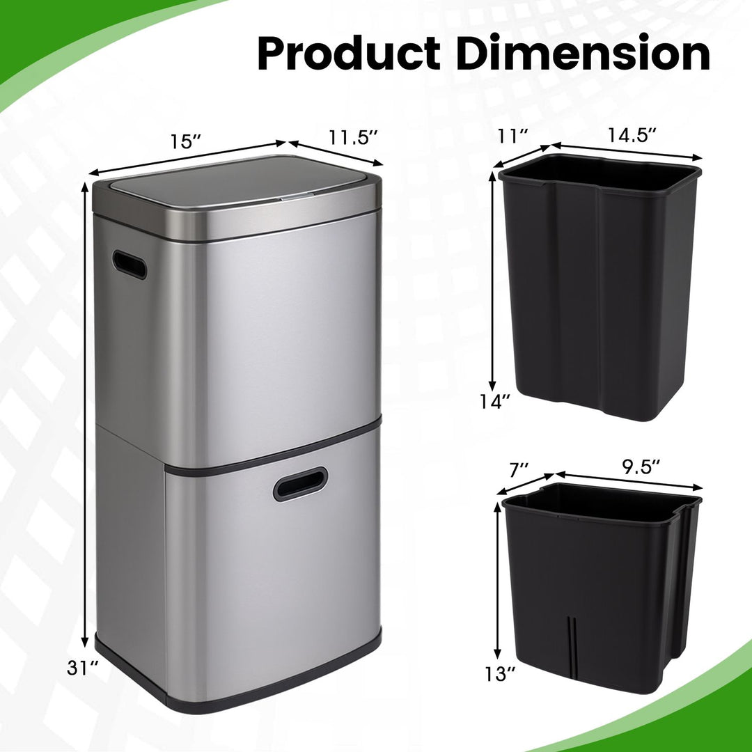 13 Gal Kitchen Trash Can with 3 Removable Bins