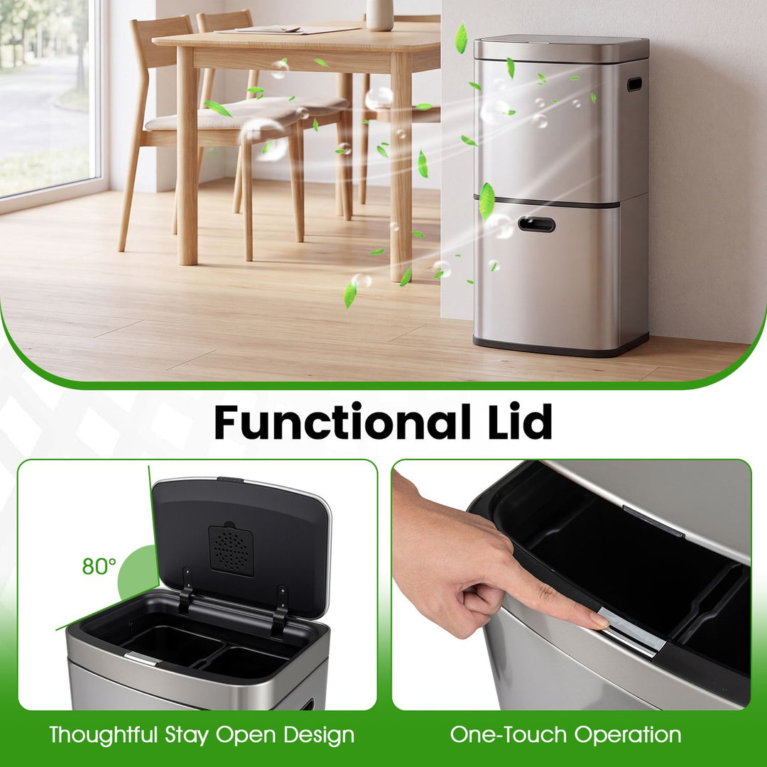13 Gal Kitchen Trash Can with 3 Removable Bins