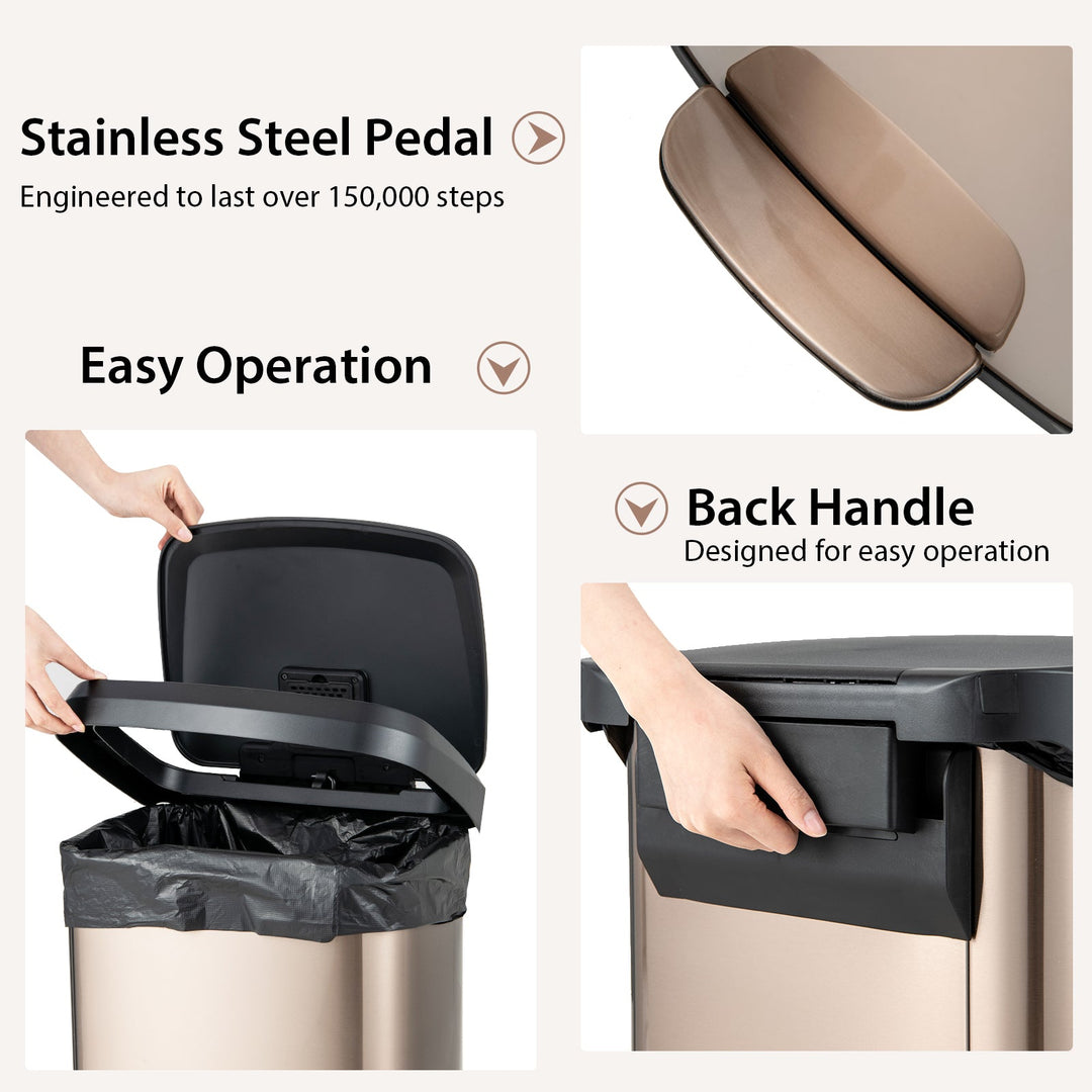 13.2 Gallon Step Trash Can with Soft Close Lid and Deodorizer Compartment