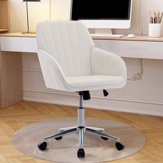 Ergonomic Office Chair with Memory Foam Cushion Corduroy Upholstered Desk Chair Adjustable Swivel Rolling Chair 300LBS M