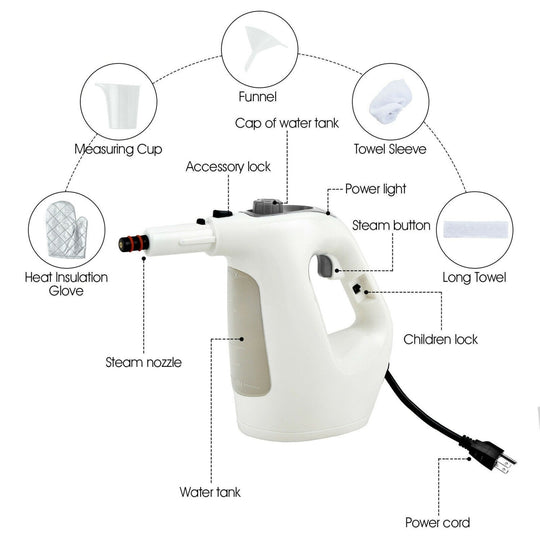 Handheld Steam Cleaner 1400W with 14-Piece Accessory Kit