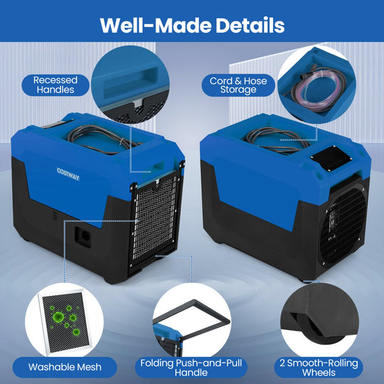 140 Pints Commercial Dehumidifier with Pump and Drain Hose
