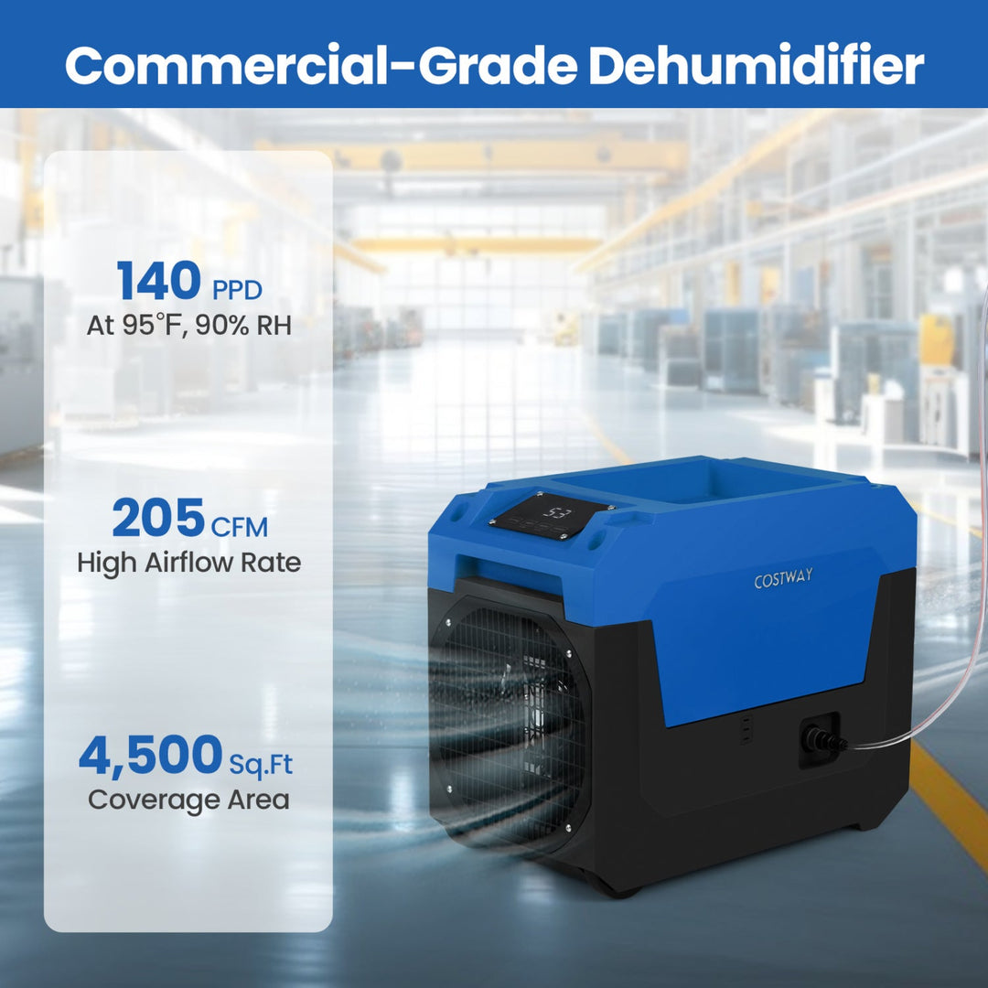 140 Pints Commercial Dehumidifier with Pump and Drain Hose