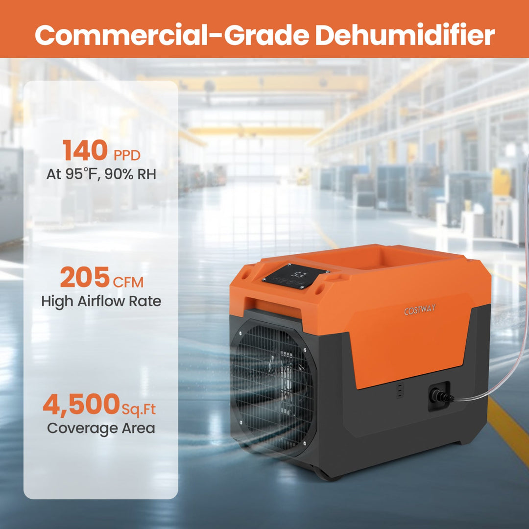 140 Pints Commercial Dehumidifier with Pump and Drain Hose