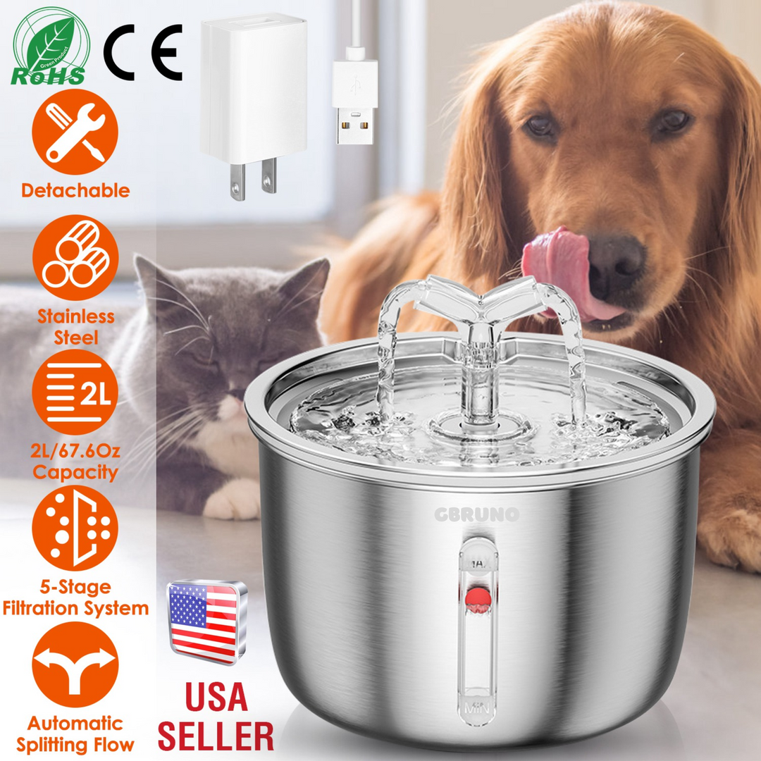 GBruno 2L/67.6Oz Automatic Electric Pet Water Fountain