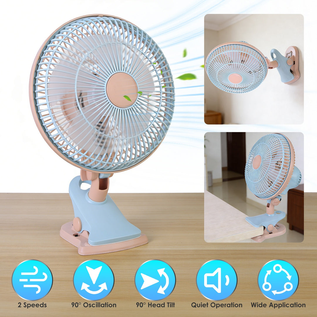 8.66" Clip-On Fan with 90° Oscillation & 2 Speeds