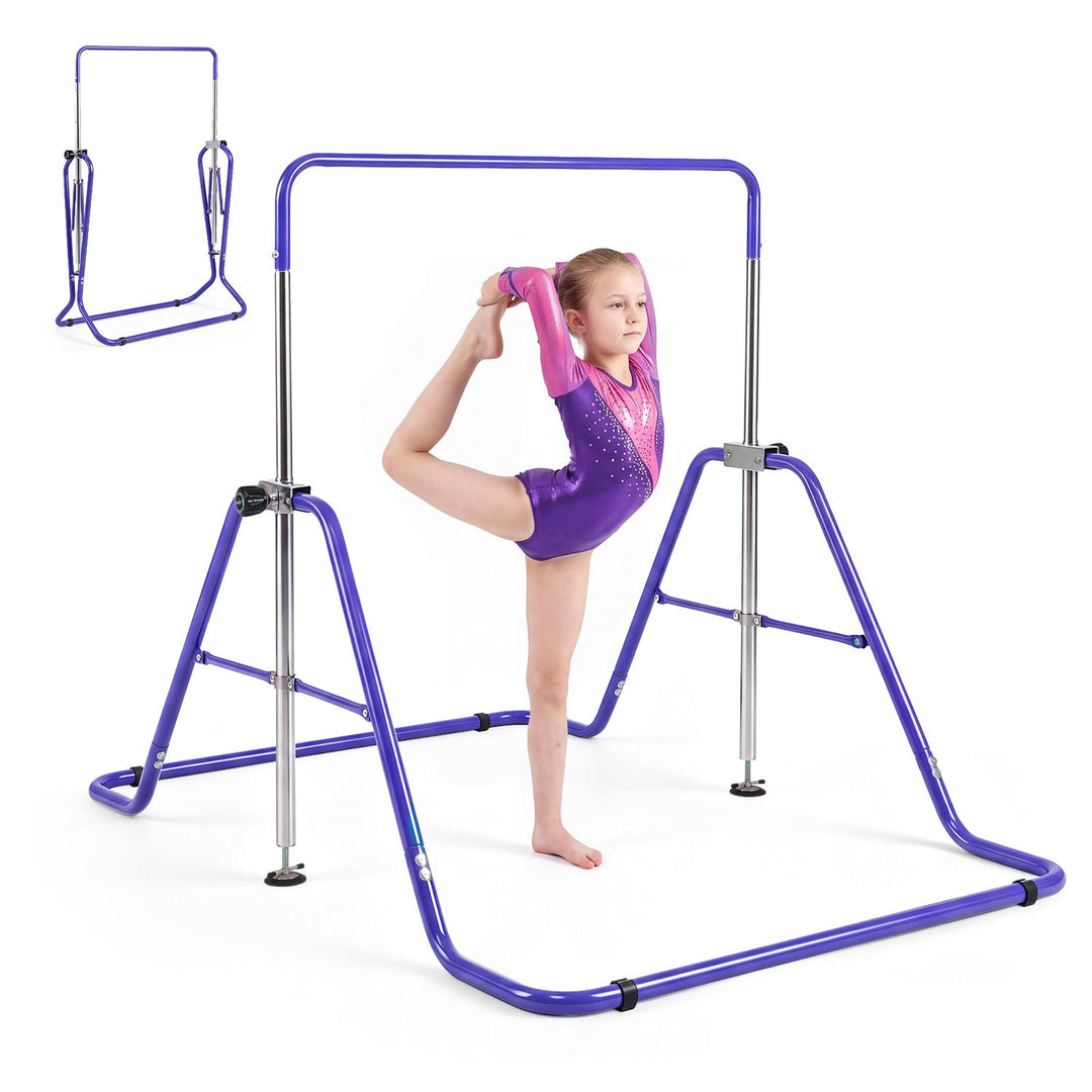 143 lbs Capacity Foldable and Adjustable Kids Gymnastics Bar with 5 Height Levels