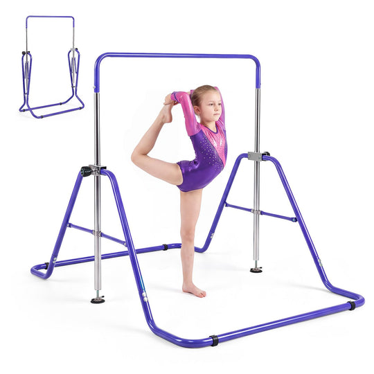143 lbs Capacity Foldable and Adjustable Kids Gymnastics Bar with 5 Height Levels