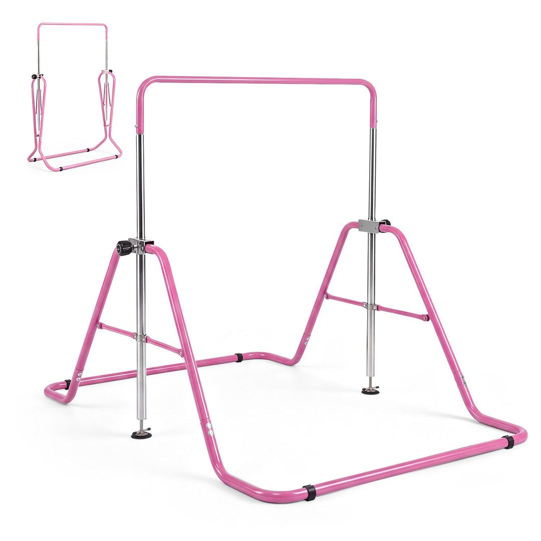 143 lbs Capacity Foldable and Adjustable Kids Gymnastics Bar with 5 Height Levels