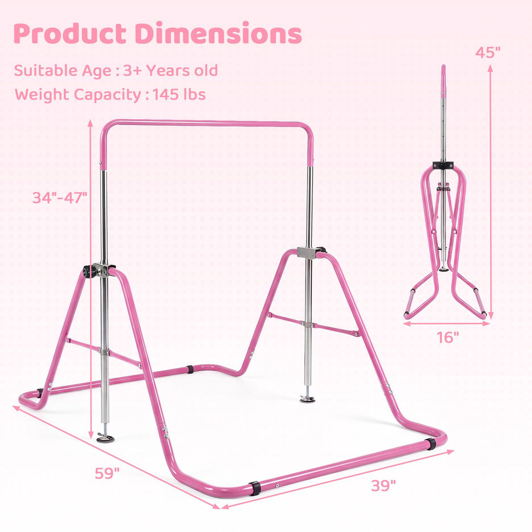 143 lbs Capacity Foldable and Adjustable Kids Gymnastics Bar with 5 Height Levels