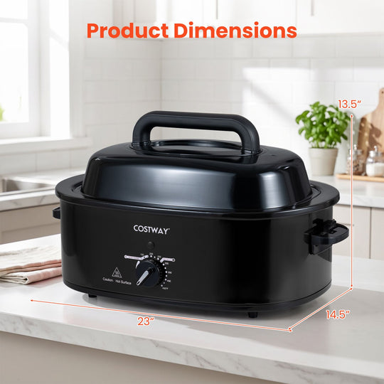 1450W 8 QT Electric Roaster Featuring Self-Basting Lid Holds up to 13.2 LBS Turkey