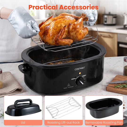 1450W 8 QT Electric Roaster Featuring Self-Basting Lid Holds up to 13.2 LBS Turkey