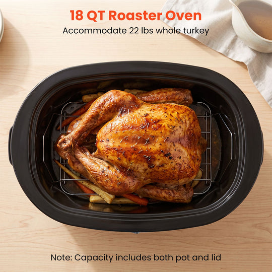 1450W 8 QT Electric Roaster Featuring Self-Basting Lid Holds up to 13.2 LBS Turkey