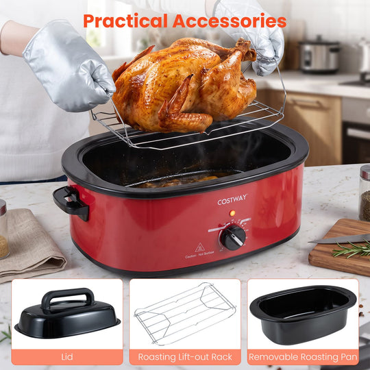 1450W 8 QT Electric Roaster Featuring Self-Basting Lid Holds up to 13.2 LBS Turkey