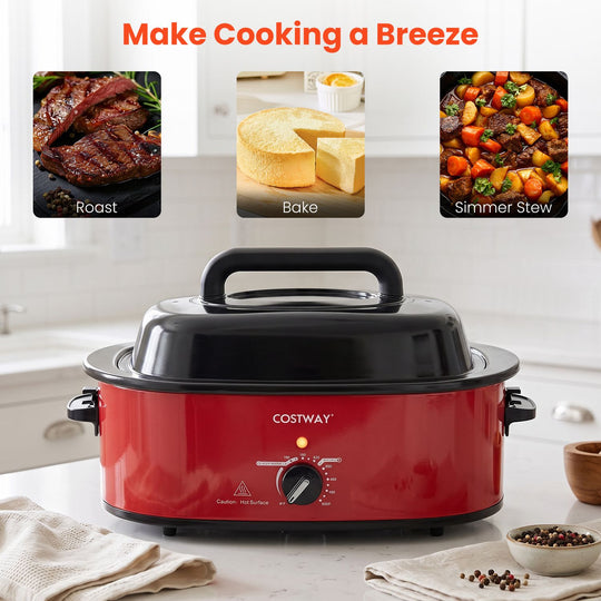1450W 8 QT Electric Roaster Featuring Self-Basting Lid Holds up to 13.2 LBS Turkey