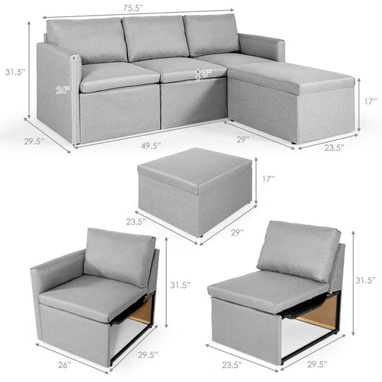 Convertible L-Shaped Sectional Sofa Couch with Reversible Chaise