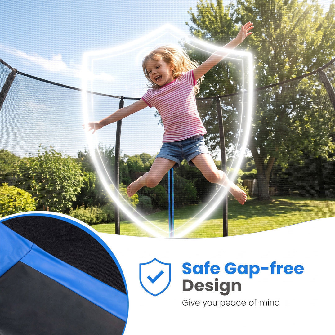 14 FT Outdoor Recreational Trampoline with 4 Stabilizer Bars for Backyard