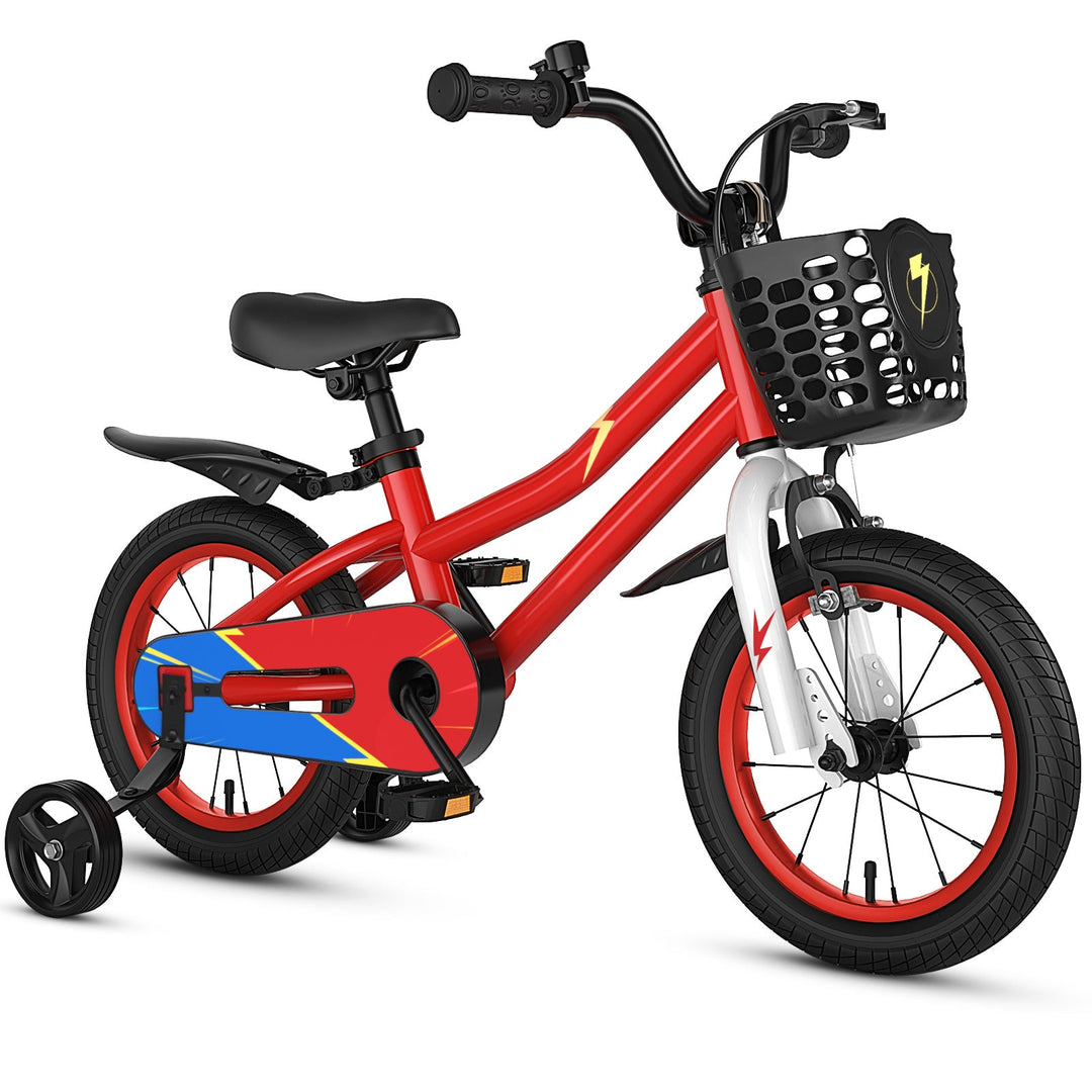 14 Inch Kids Bike Red with Blue Helmet Protective Set