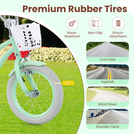 14 Inch Kids Bike with Adjustable Seat and Bell for Kids 3-8 Years Olds-14 inches