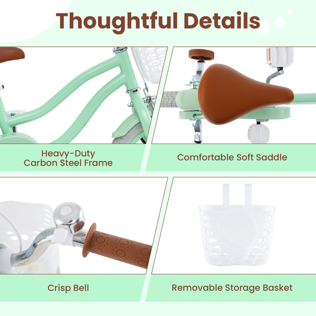 14 Inch Kids Bike with Adjustable Seat and Bell for Kids 3-8 Years Olds-14 inches