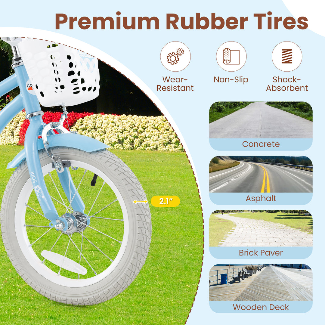 14 Inch Kids Bike with Adjustable Handlebar and Seat for 3-5 Year Old