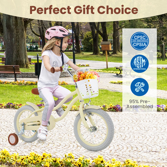 14 Inch Kids Bike Adjustable with Training Wheels Ages 3-8 Years Olds-14 inches