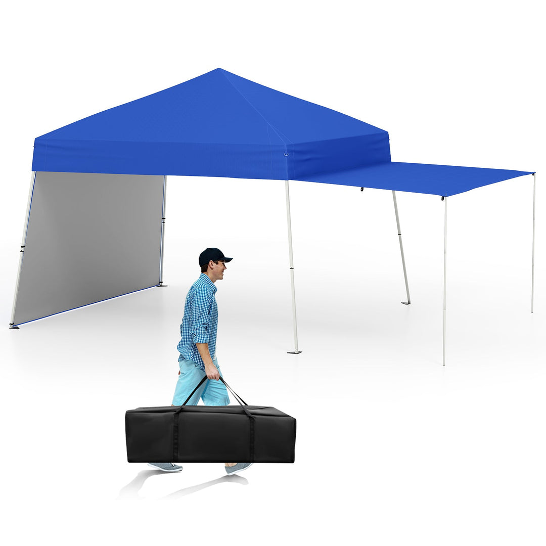 14 x 9.2 Feet Pop up Canopy Tent with 2 Convertible Sidewalls to Awning and Stakes