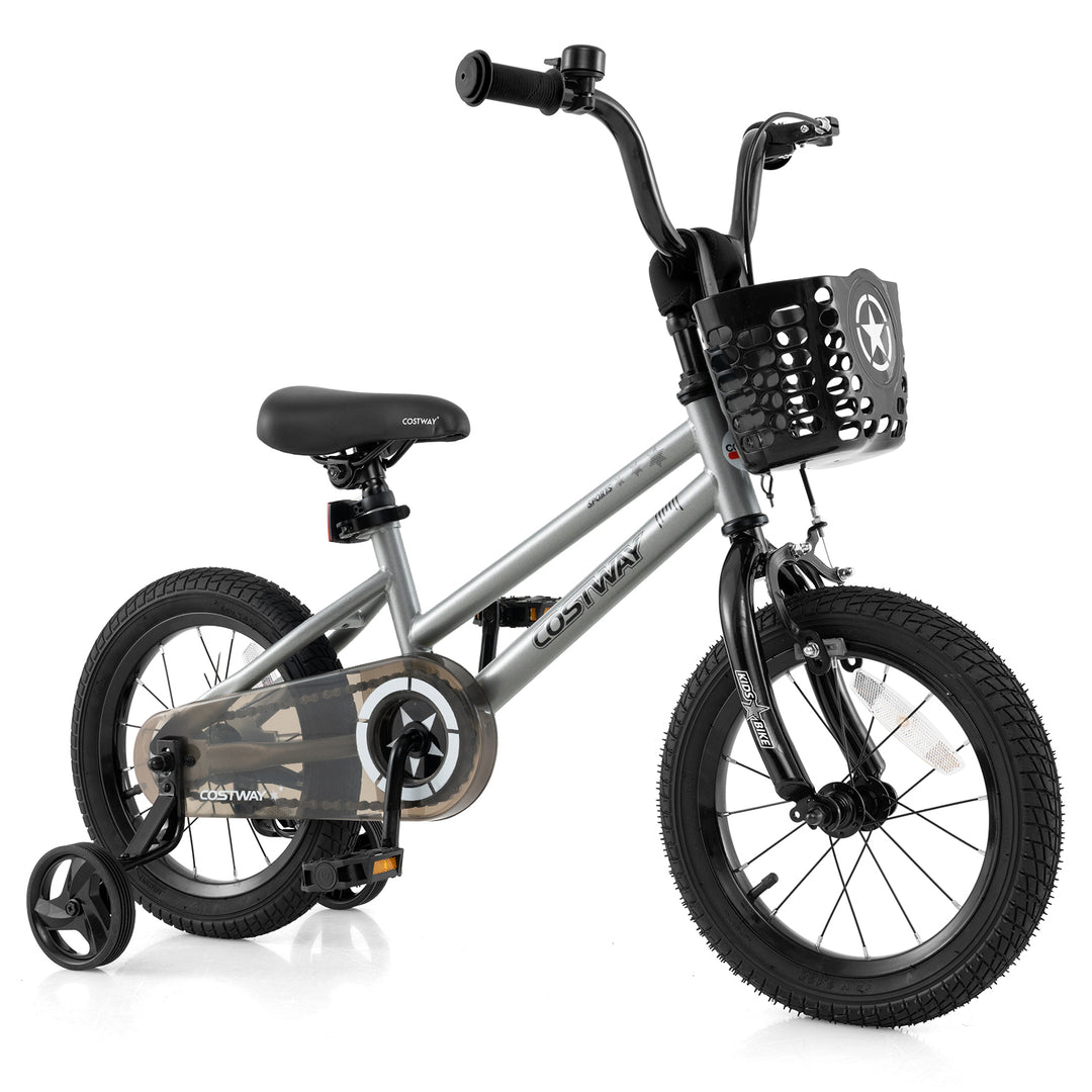 14 Inch Kids Bike Adjustable with Transparent Chain Cover for 4-5 Years Old
