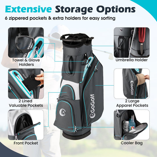 Golf Cart Bag Lightweight Portable Golf Club Organizer Bag