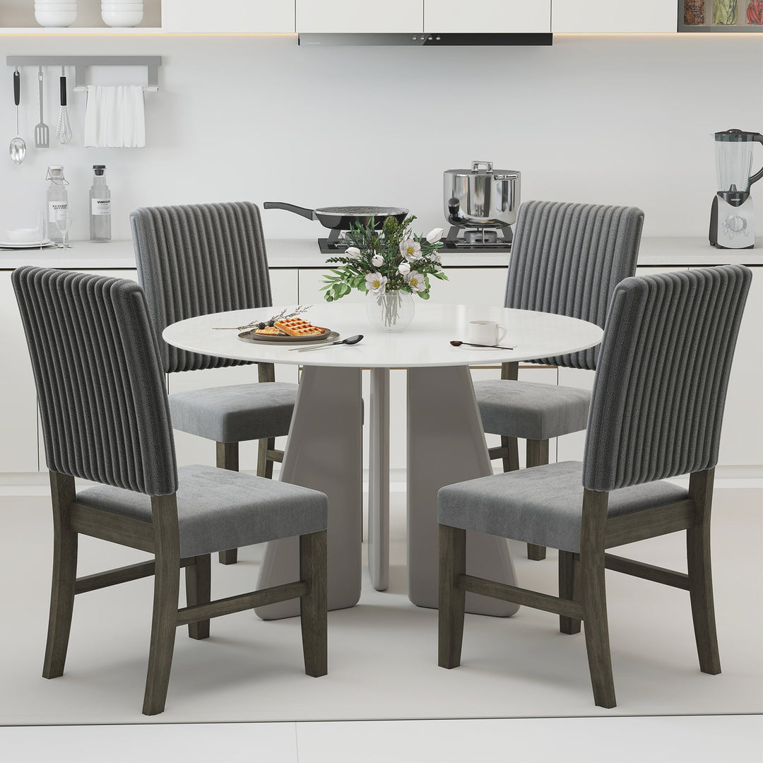 Dining Chair Set of 2 Mid-Century Modern Velvet Fabric Upholstered Chairs-Grey