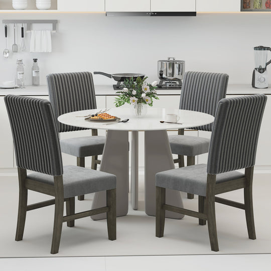 Dining Chair Set of 2 Mid-Century Modern Velvet Fabric Upholstered Chairs-Grey
