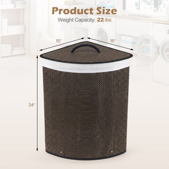 15 Gallon Bamboo Laundry Hamper with Removable Liner