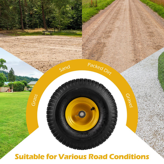 15 x 6.00-6 Tubeless Tires and Wheels 2 Pack 4 PR Tires-Yellow