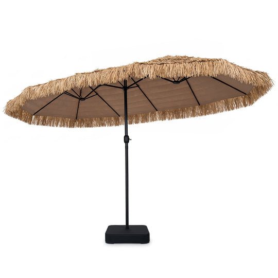Double-Sided Patio Umbrella 15x9 ft with 144 Solar Lights