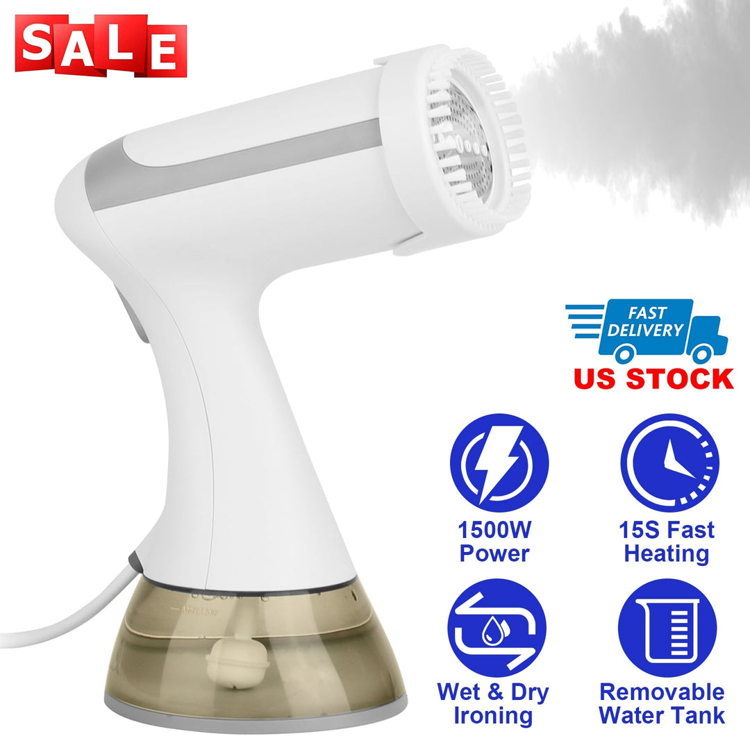 1500W Garment Steamer Portable Handheld Fabric Steamer with Lint Brush Removable 350ML Water Tank Wet Dry Ironing for Home Travel Office