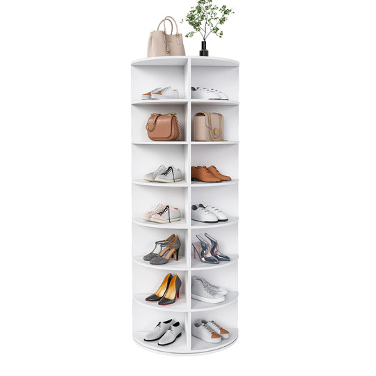7-Tier Rotating Shoe Rack Tower, 360° Spinning Shoe Organizer with 28 Pairs Capacity, Freestanding Vertical Shoe Storage