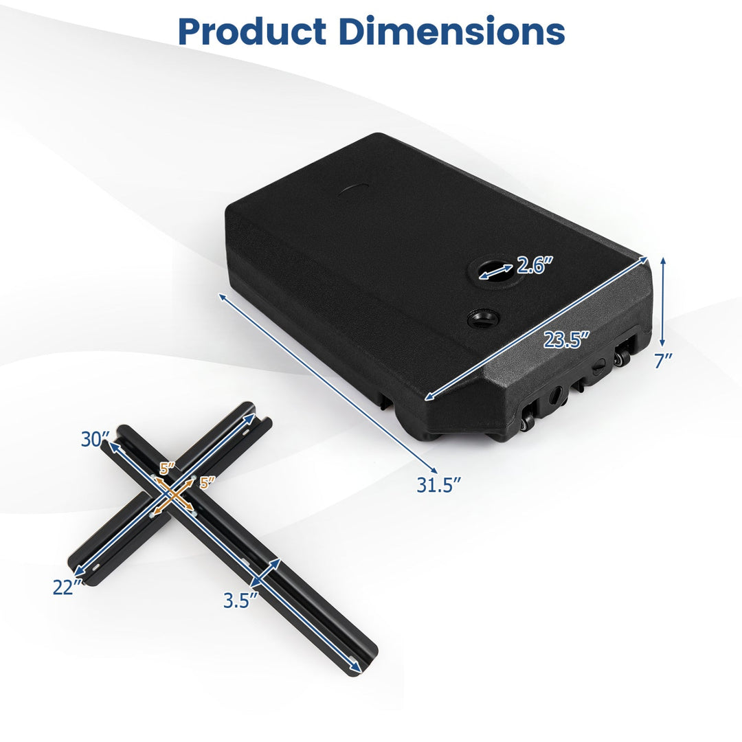 165 LBS Cantilever Umbrella Base with Wheels and Cross Base