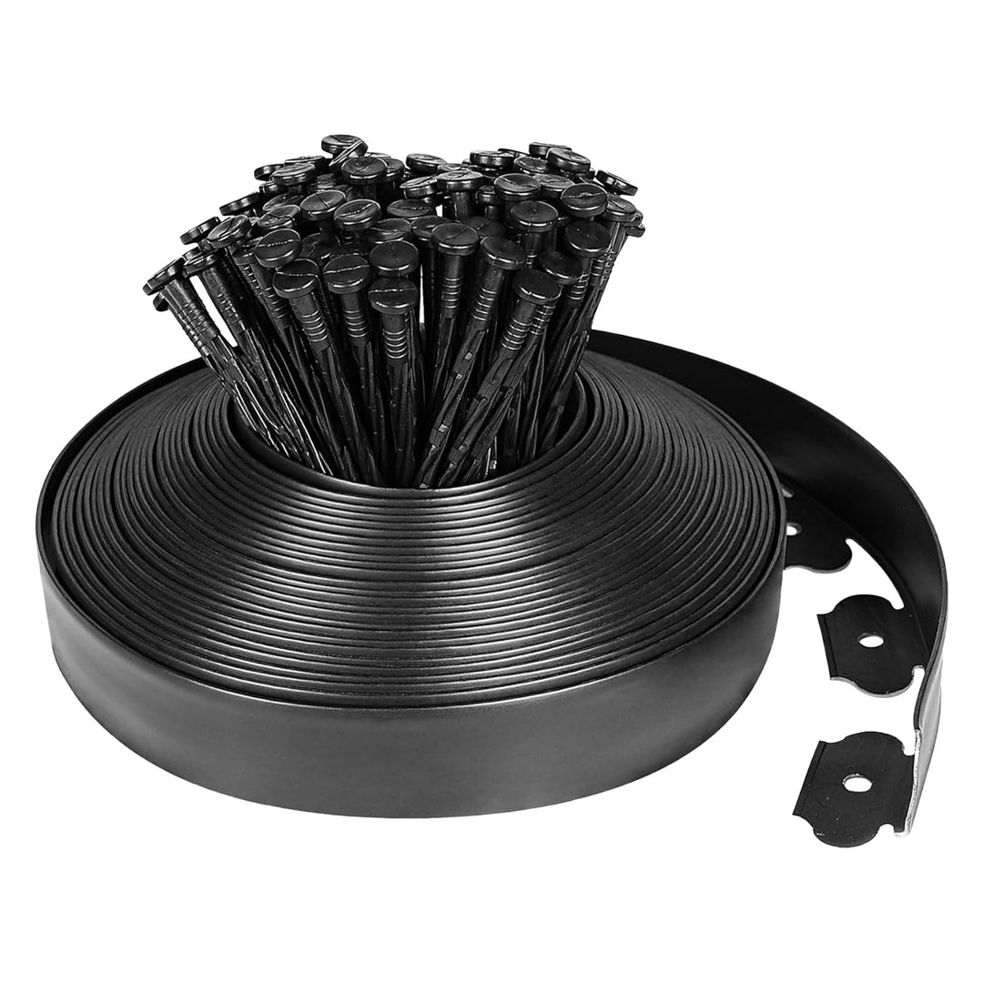 60FT Non-Digging Plastic Garden Edging Kit Plastic Garden Border with 54 Spikes 2In Tall Border Edging for Garden Lawn Yard Flower Beds