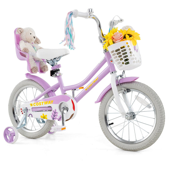 18 Inch Girls Bike Kids Bicycle with Doll Seat and Streamers for Children 4