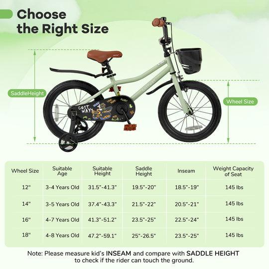 16-Inch Kids Bike Adjustable with Training Wheels for 4-7 Years Old