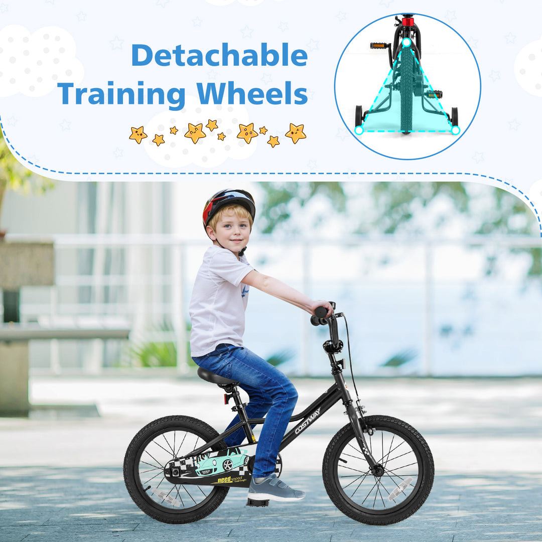 16 Inch Kids Bike Adjustable for 4-7 Years Old with Low-Step Frame