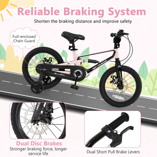 16 Inch Kids Bike Lightweight with Detachable Training Wheels for Aged 4 to 7-16 inches