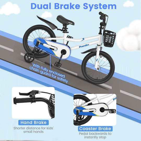 16 Inch Kids Bike with Removable Training Wheels-White