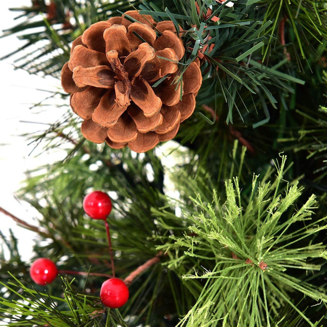 LED Christmas Tree with Red Berries Pine Cones