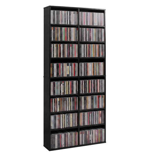 16 Compartment CD Storage Unit with Adjustable Shelves 54"