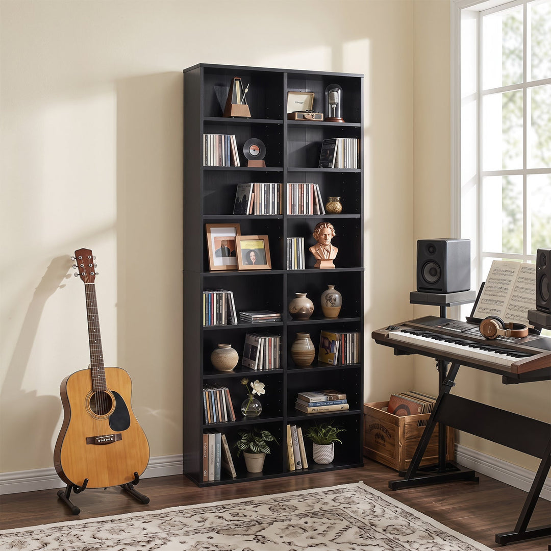 16 Compartment CD Storage Unit with Adjustable Shelves 54"
